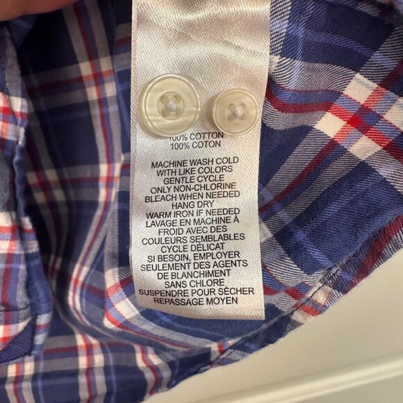 Untuckit 100% Cotton Men's Plaid Button Down Long Sleeve Shirt Blue/Red XL - Picture 5 of 7